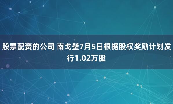 股票配资的公司 南戈壁7月5日根据股权奖励计划发行1.02万股
